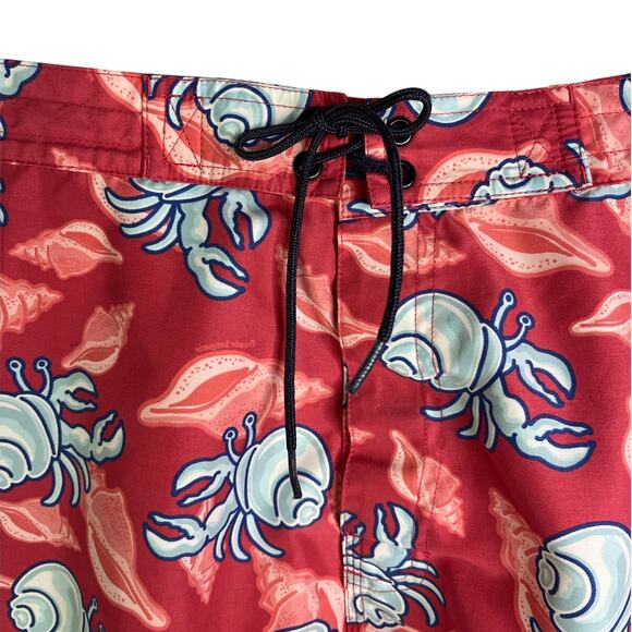 Vineyard Vines Swimming Trunks Mens Large Red Hermit Crab Print Quick Dry Short - Picture 2 of 8